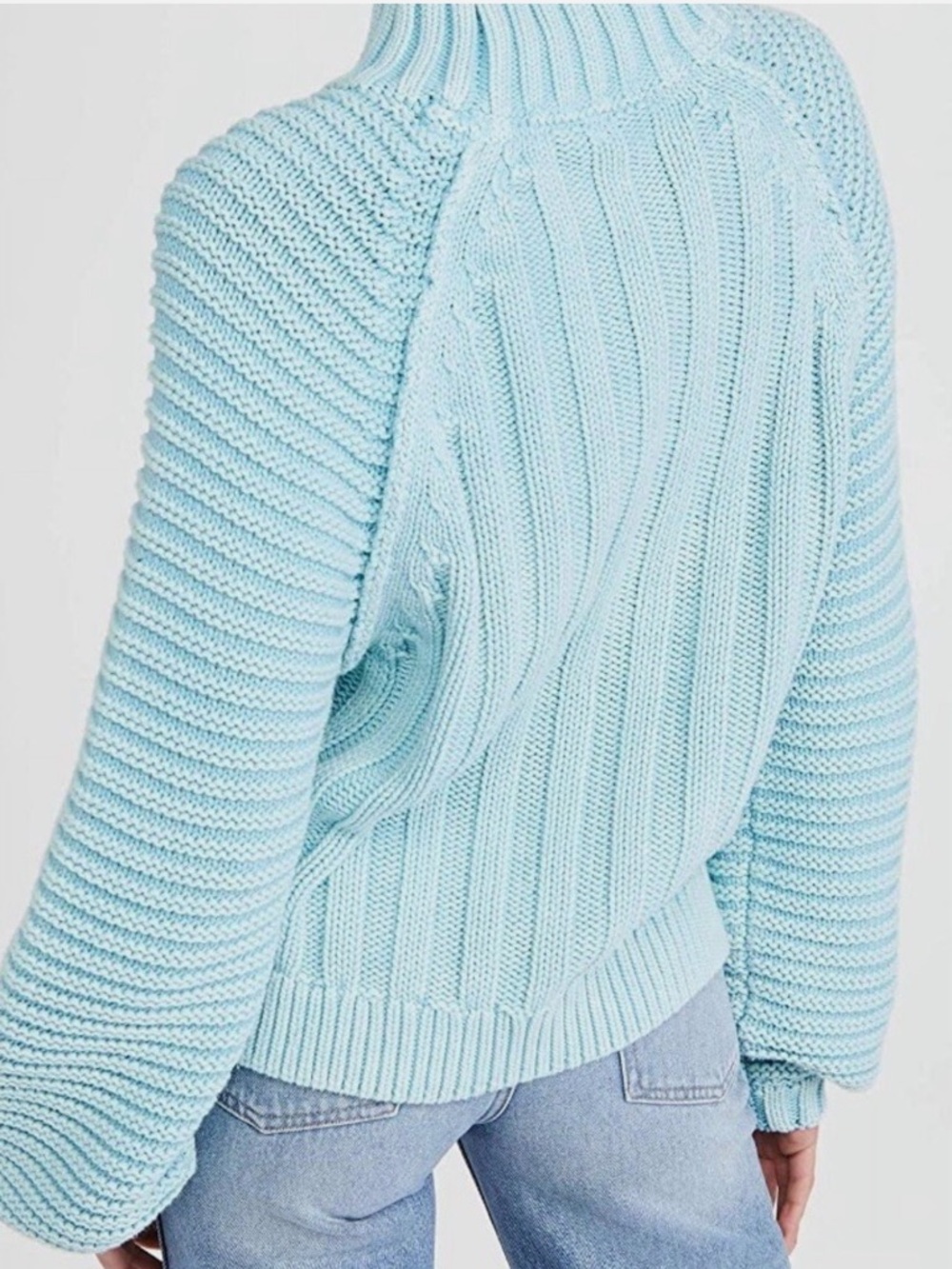 Free People Sweetheart Mock Neck Blue Sweater - Picture 3 of 6
